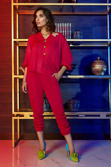Wardha Saleem | Luxury Pret Fusion Wear | GOSSIP GIRL â HOT PINK CO-ORD SET