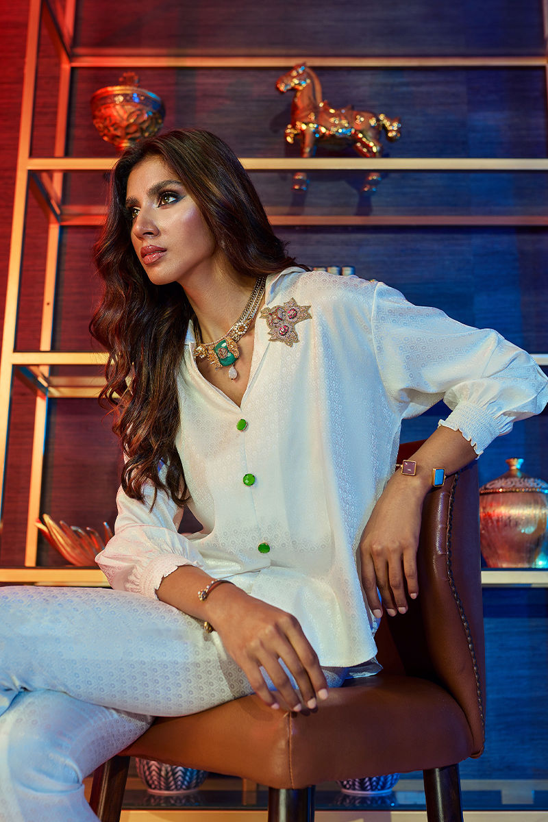 Wardha Saleem | Luxury Pret Fusion Wear | GOSSIP GIRL â WHITE CO-ORD SET