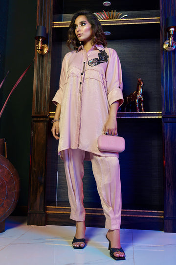 Wardha Saleem | Luxury Pret Fusion Wear | ZENâ SALMON PINK CO-ORD SET