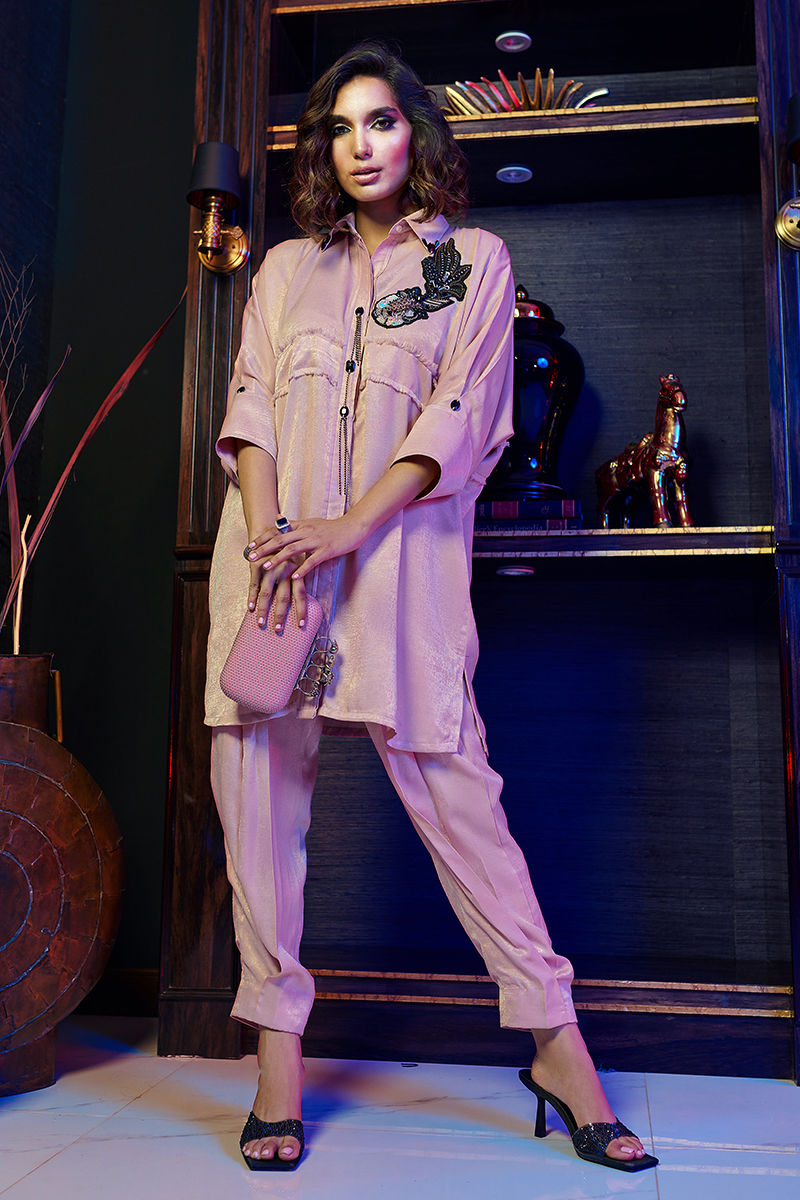 Wardha Saleem | Luxury Pret Fusion Wear | ZENâ SALMON PINK CO-ORD SET