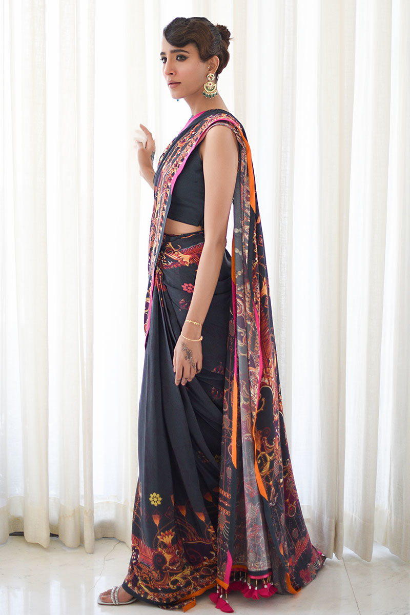 Ansab Jahangir | Luxury Silk Pret | BLACK INK