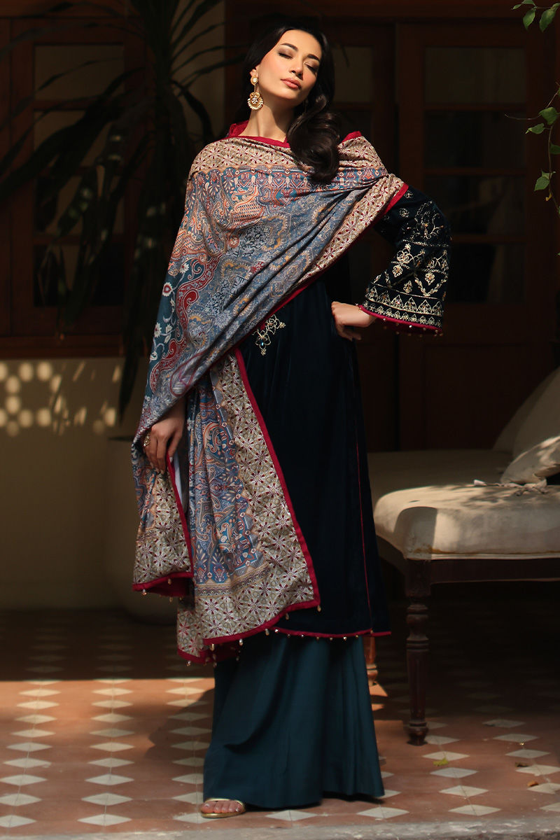 Aisha Imran | Printed Panache Velvet Shawls 25 | Reeva Velvet Shawl