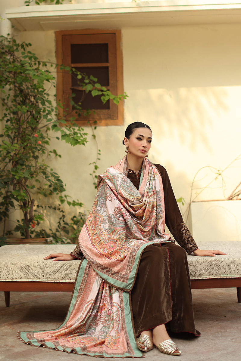 Aisha Imran | Printed Panache Velvet Shawls 25 | Inara Velvet Shawl