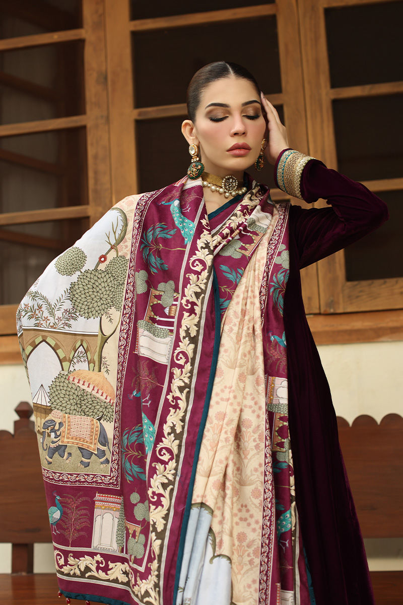 Aisha Imran | Printed Panache Velvet Shawls 25 | Safa Velvet Shawl