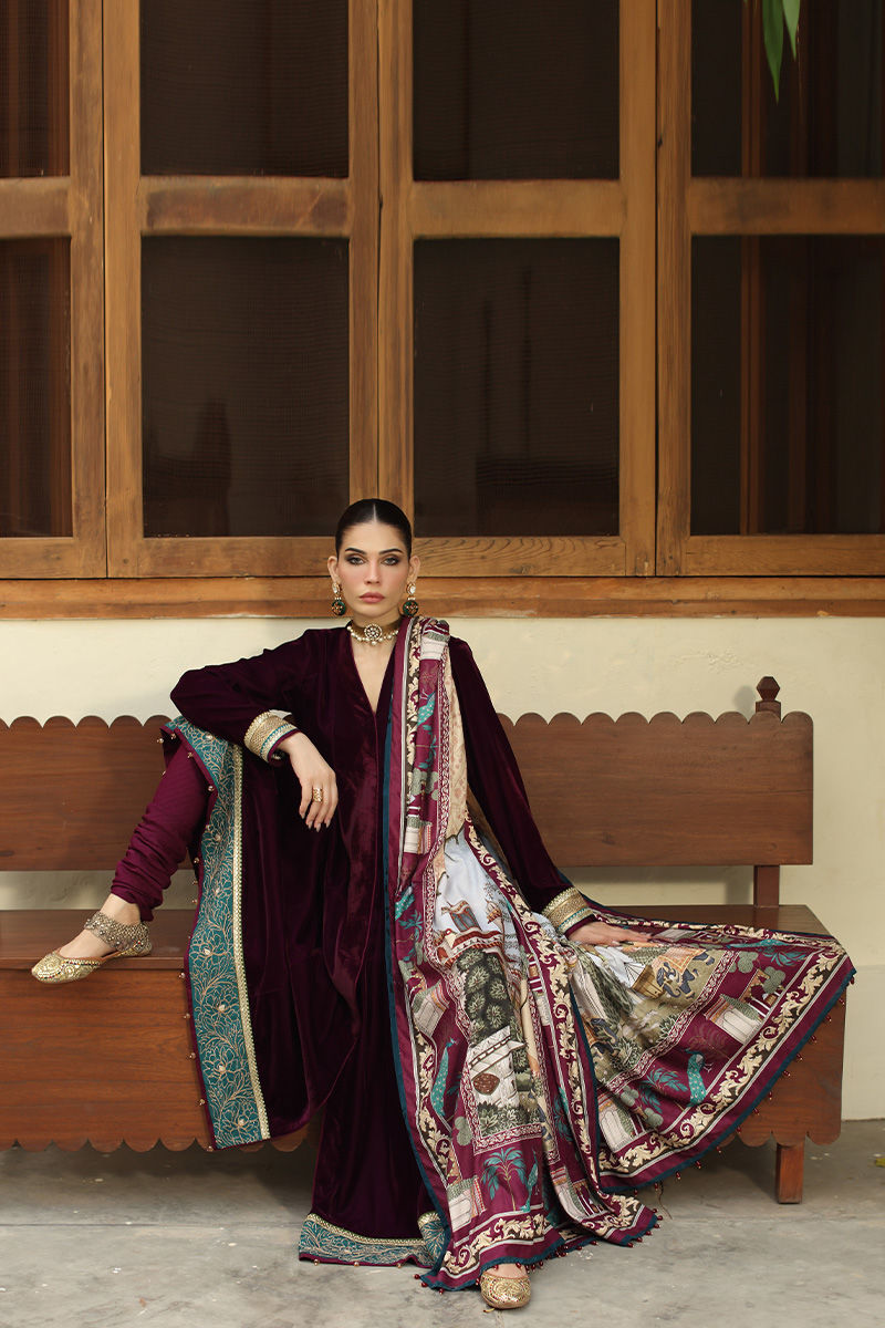 Aisha Imran | Printed Panache Velvet Shawls 25 | Safa Velvet Shawl