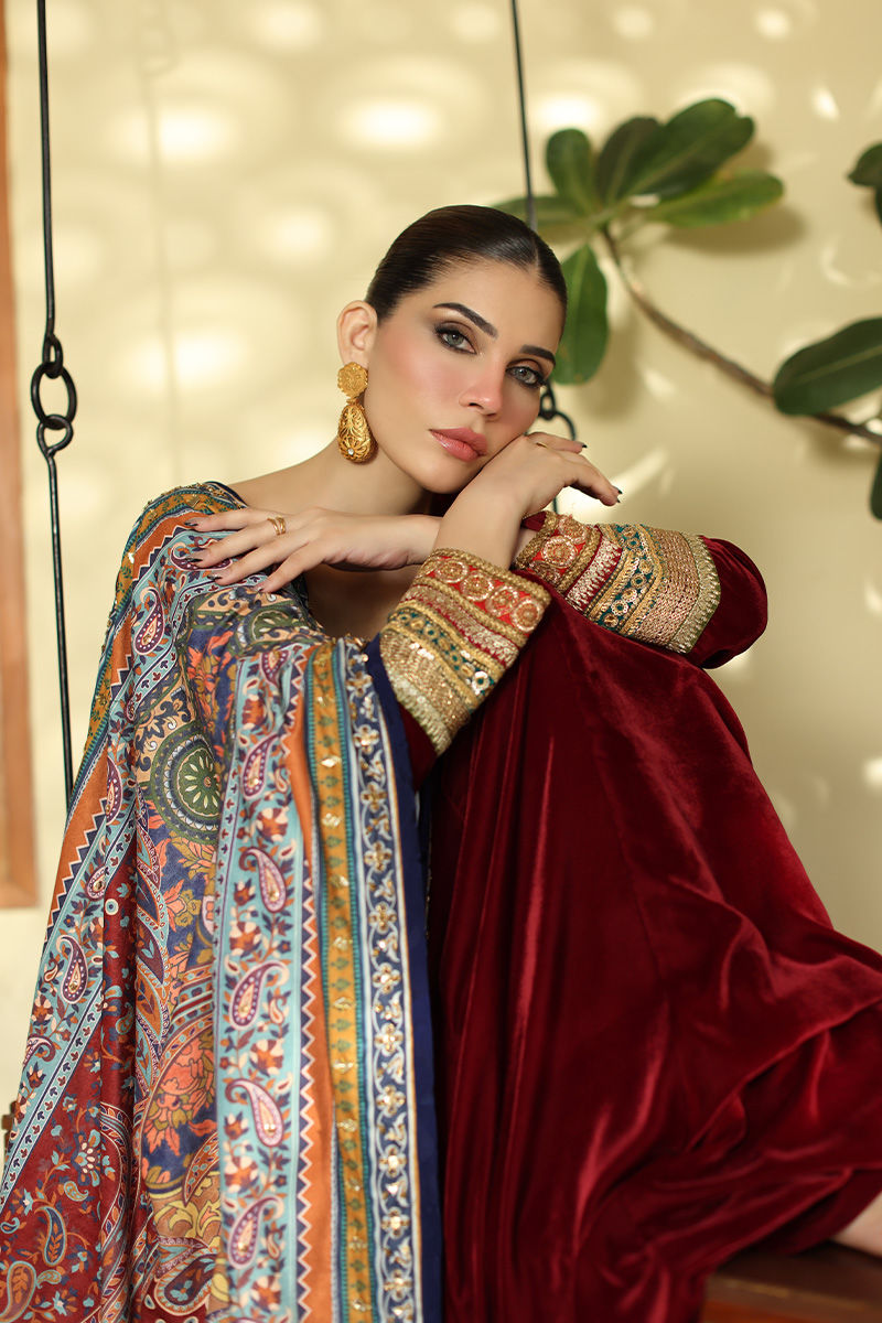 Aisha Imran | Printed Panache Velvet Shawls 25 | Maelin Velvet Shawl