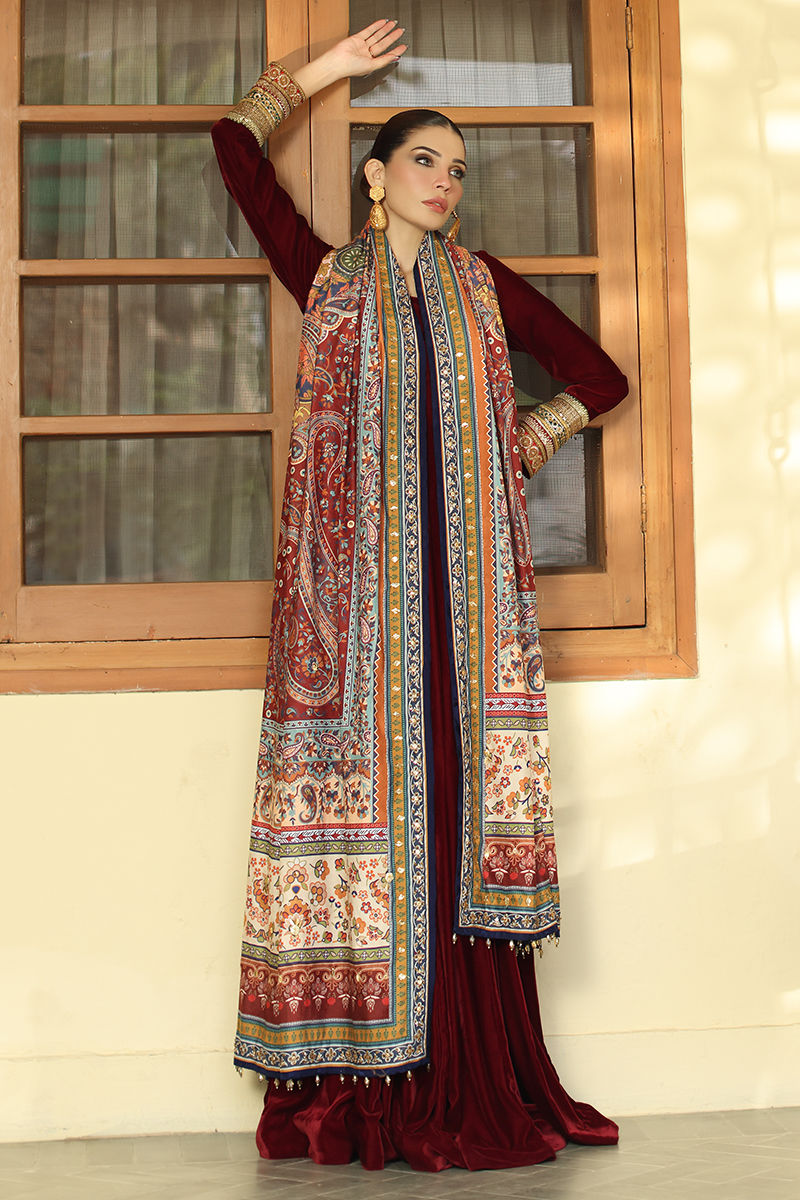 Aisha Imran | Printed Panache Velvet Shawls 25 | Maelin Velvet Shawl