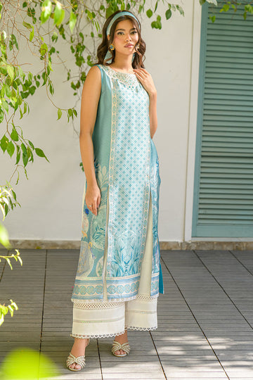 Fatima Khan | Eid Digital Silk Prints |  Teal Tropics