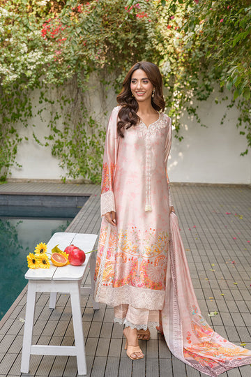 Fatima Khan | Eid Digital Silk Prints |  Oriental Peach