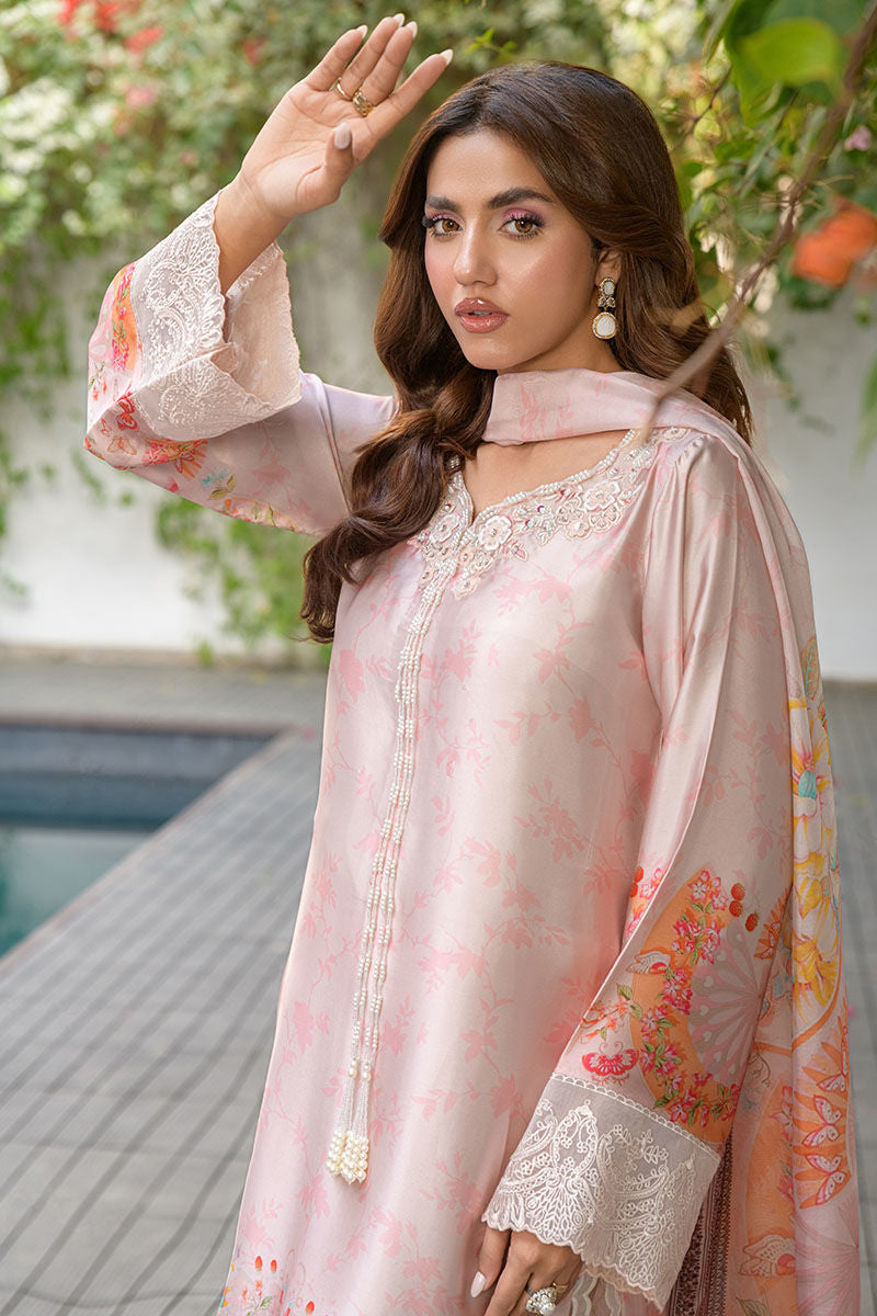 Fatima Khan | Eid Digital Silk Prints |  Oriental Peach