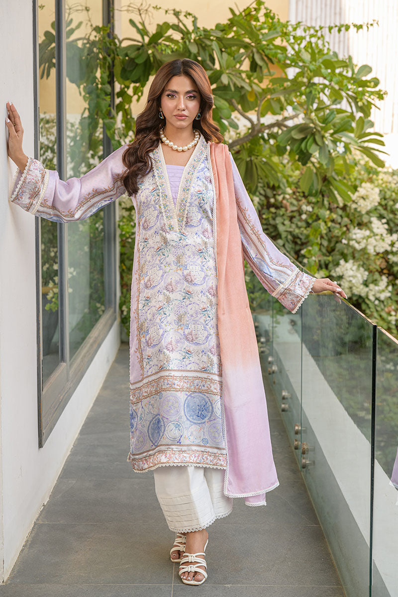 Fatima Khan | Eid Digital Silk Prints |  Aqua Coral