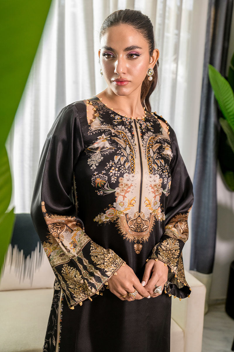 Fatima Khan | Eid Digital Silk Prints |  Black Opal