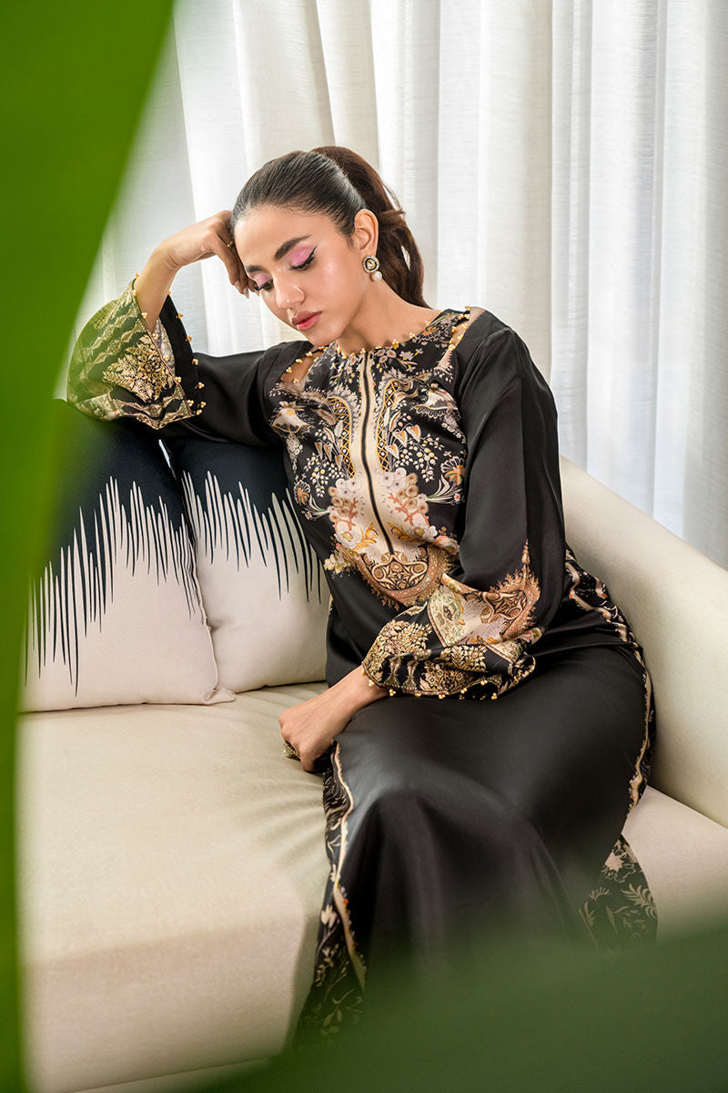 Fatima Khan | Eid Digital Silk Prints |  Black Opal