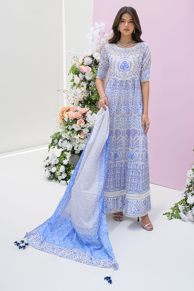 Fatima Khan | Eid Digital Silk Prints | Azure Blue