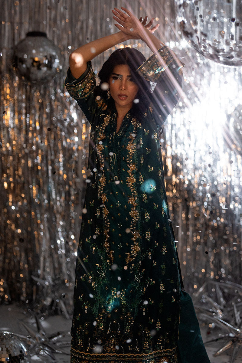 Fatima Khan | Disco Revival Festive Silk | Forest Veil