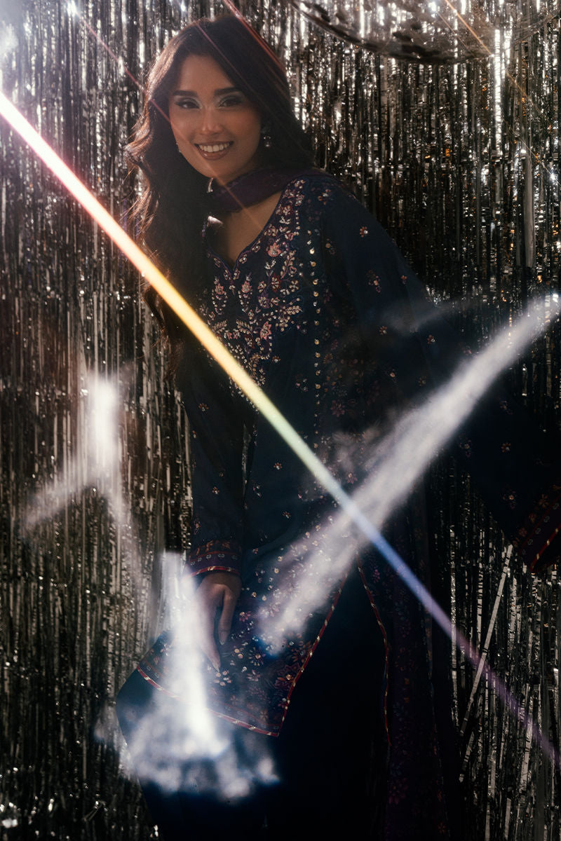 Fatima Khan | Disco Revival Festive Silk | Midnight Amethyst