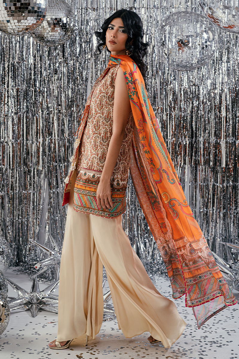 Fatima Khan | Disco Revival Festive Silk | Beige Nadine
