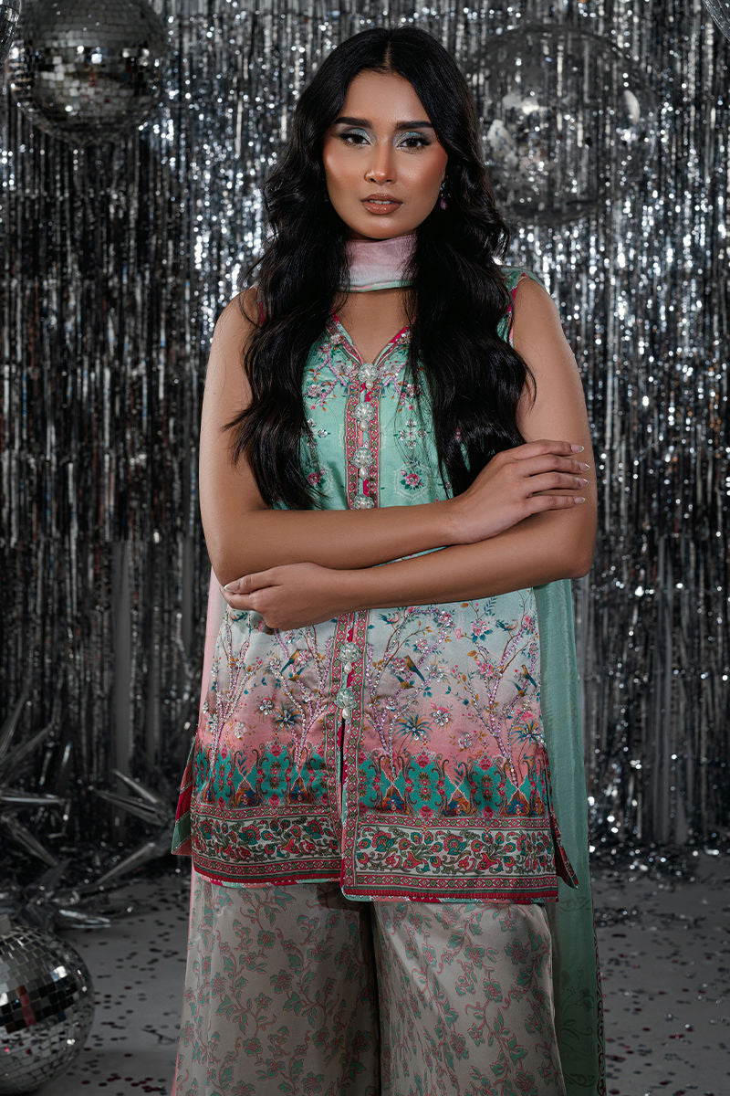 Fatima Khan | Disco Revival Festive Silk | Misty Mint