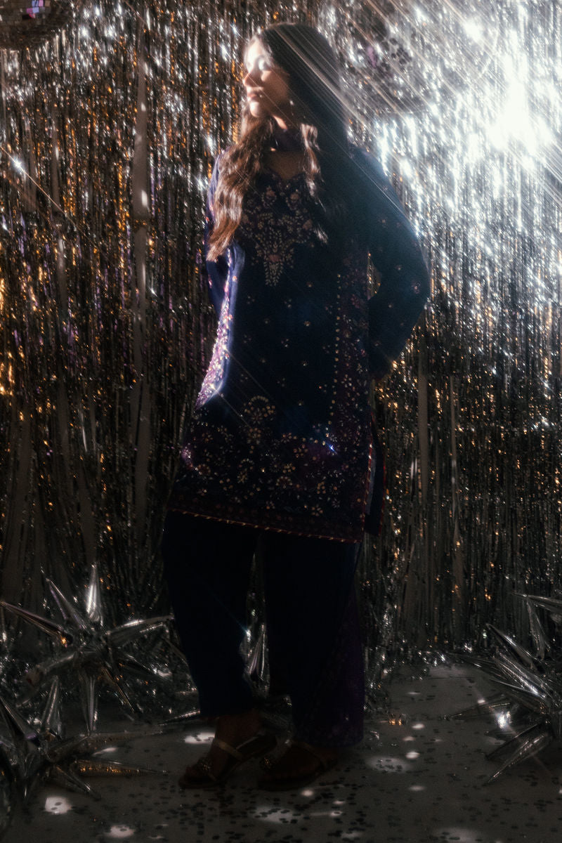 Fatima Khan | Disco Revival Festive Silk | Midnight Amethyst