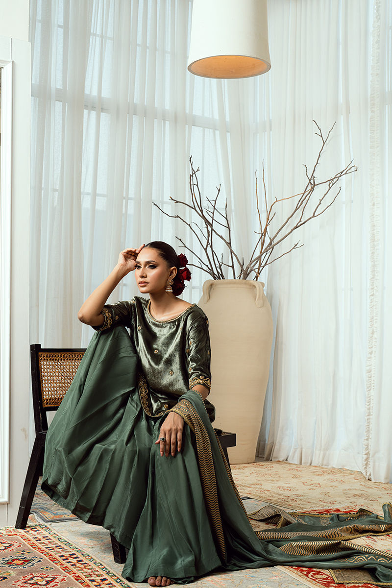 Fatima Khan | Warm Whisper Velvet 25 | Olive Dynasty