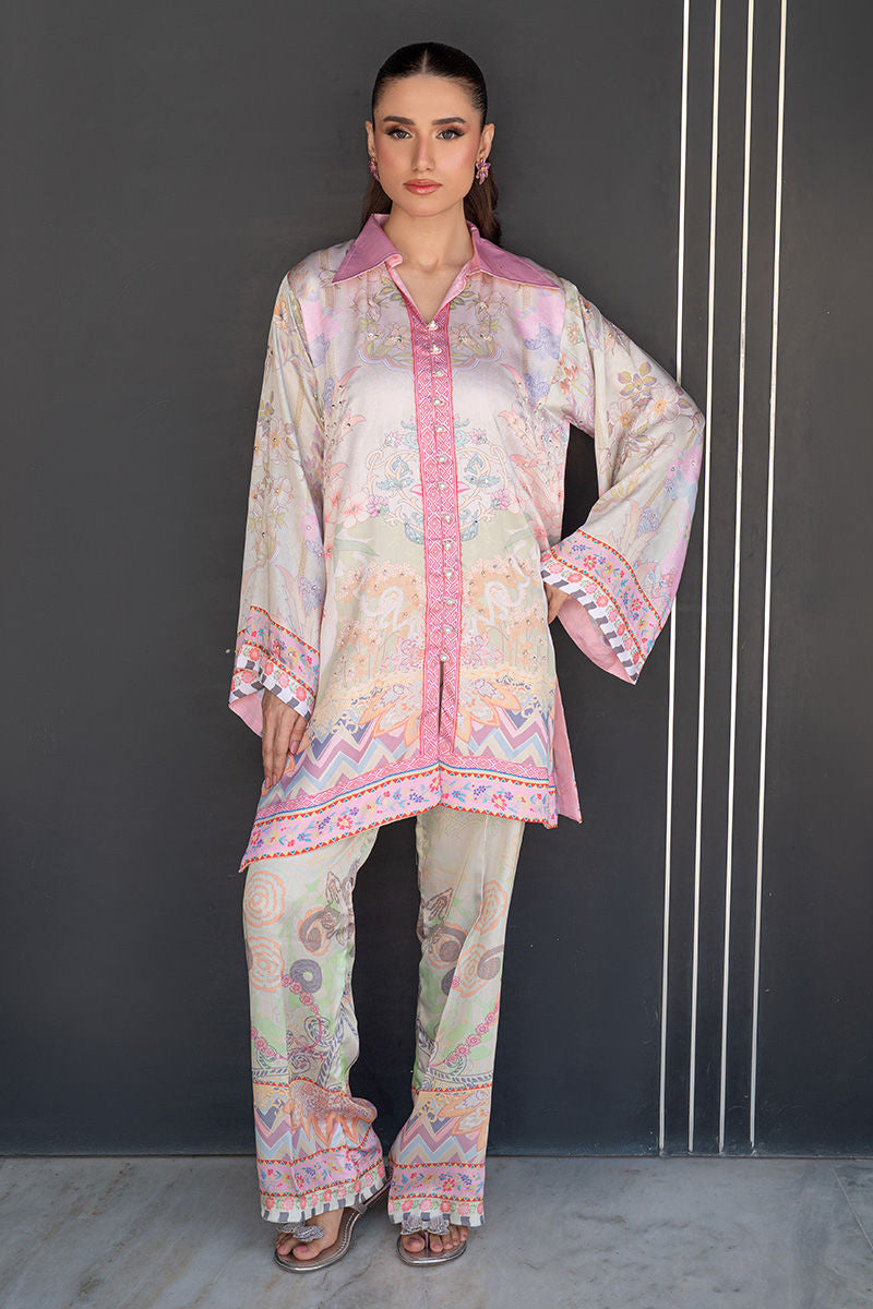 Fatima Khan | Layan Printed Eid Edit | Breezy Mint - Coord Set