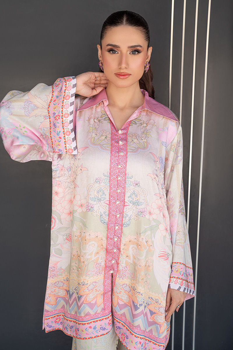 Fatima Khan | Layan Printed Eid Edit | Breezy Mint - Coord Set