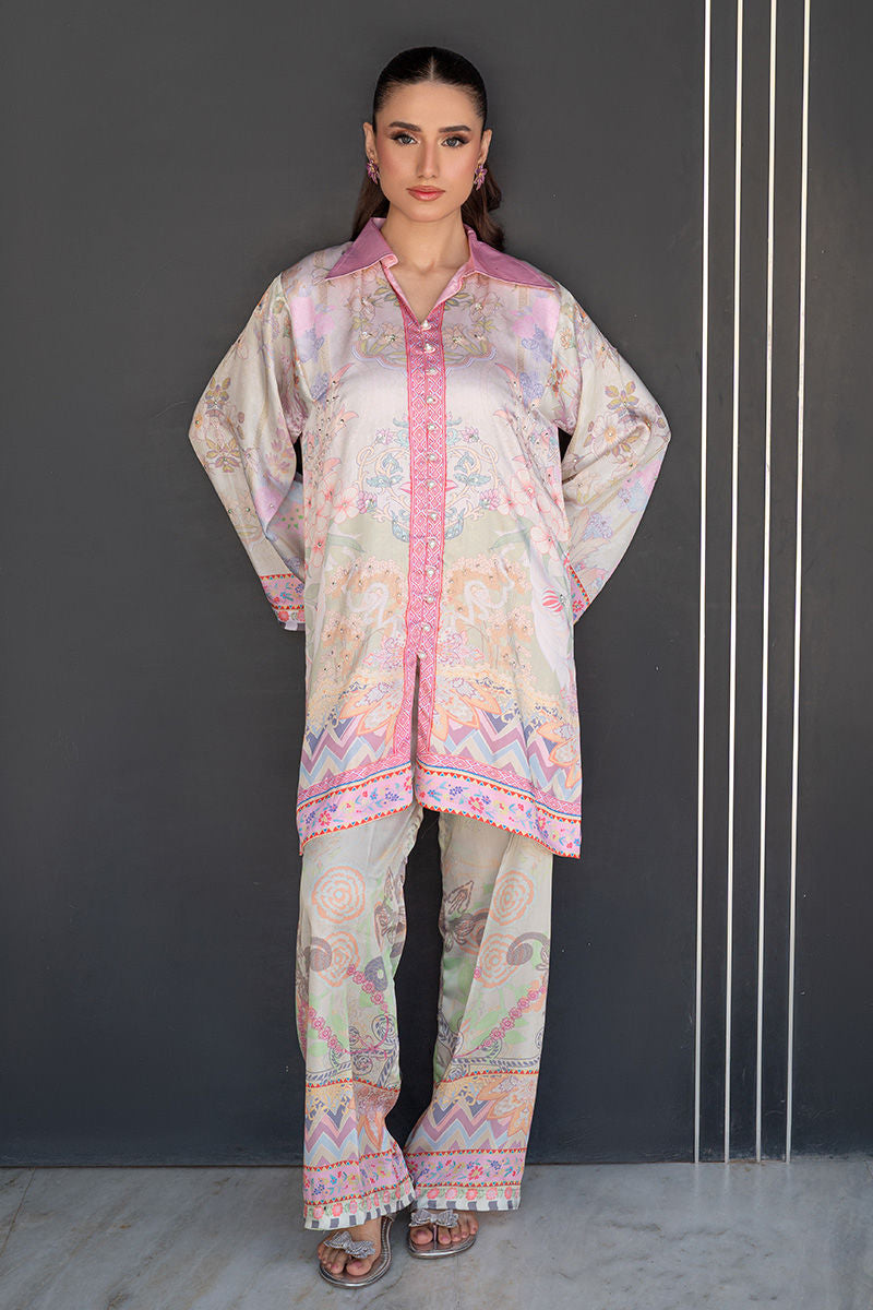 Fatima Khan | Layan Printed Eid Edit | Breezy Mint - Coord Set
