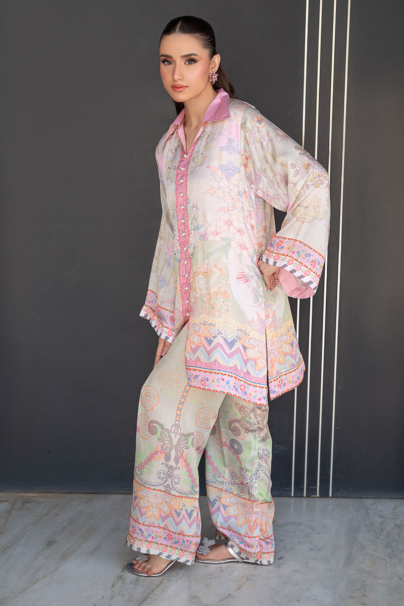 Fatima Khan | Layan Printed Eid Edit | Breezy Mint - Coord Set