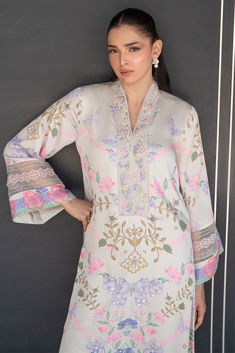 Fatima Khan | Layan Printed Eid Edit | Dove Dew