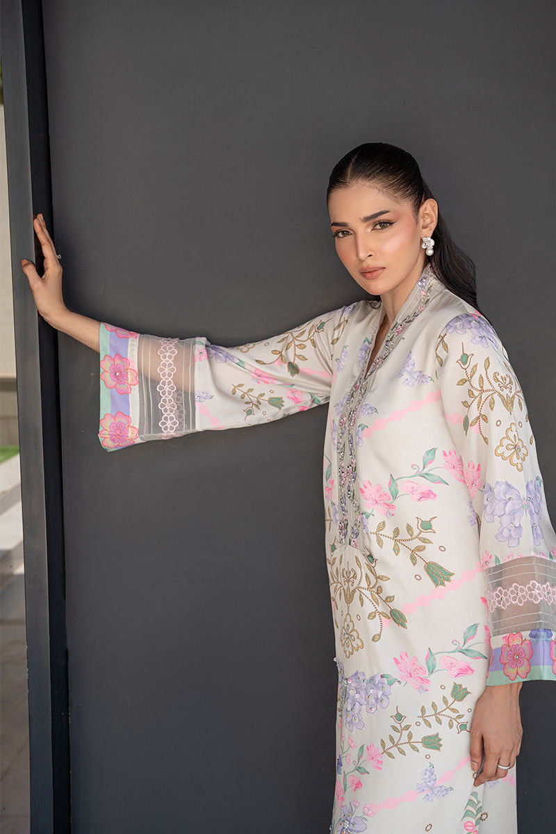 Fatima Khan | Layan Printed Eid Edit | Dove Dew