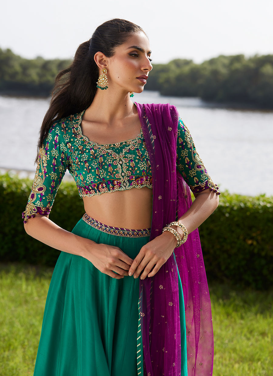 Farah Talib Aziz | Mayna Festive Luxe Pret | Amaranth Lehnga Choli
