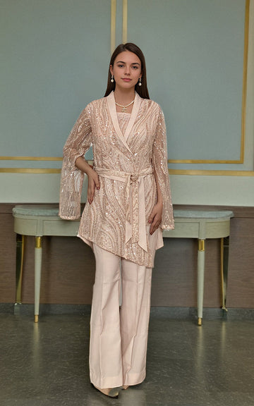 Threads and Motifs | Formal Dresses 25 | Net Embroidered Jacket With Trouser
