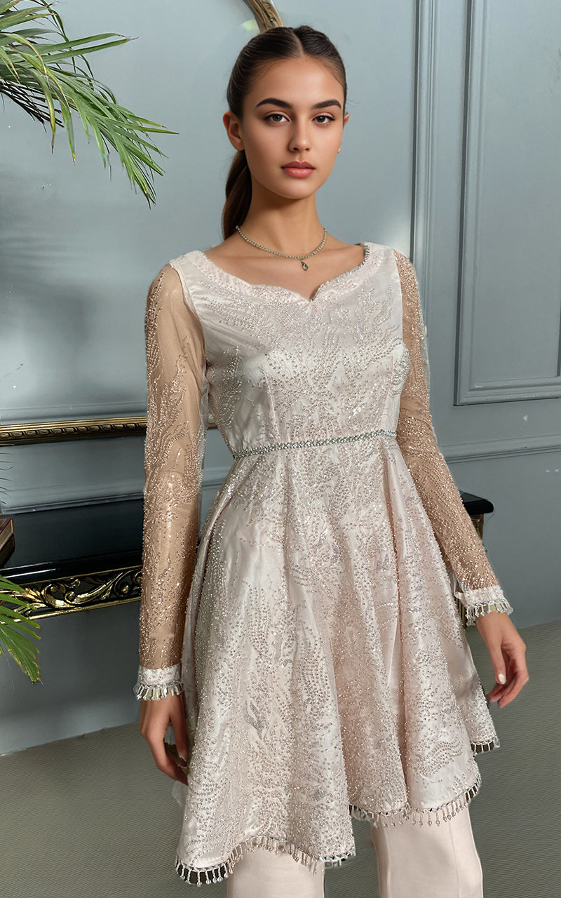Threads and Motifs | Formal Dresses 25 | Net Embroidered Peplum With Trouser