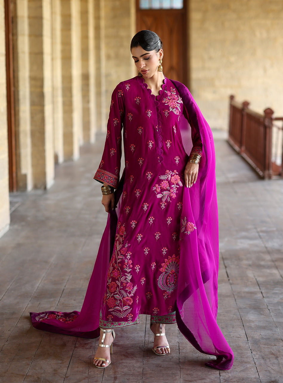 Zainab Chottani | Velura Velvet Edit 25 | Mulberry Long Shirt