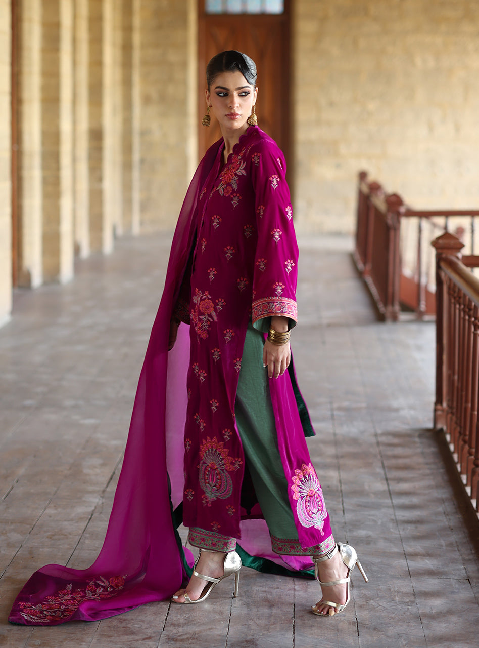Zainab Chottani | Velura Velvet Edit 25 | Mulberry Long Shirt