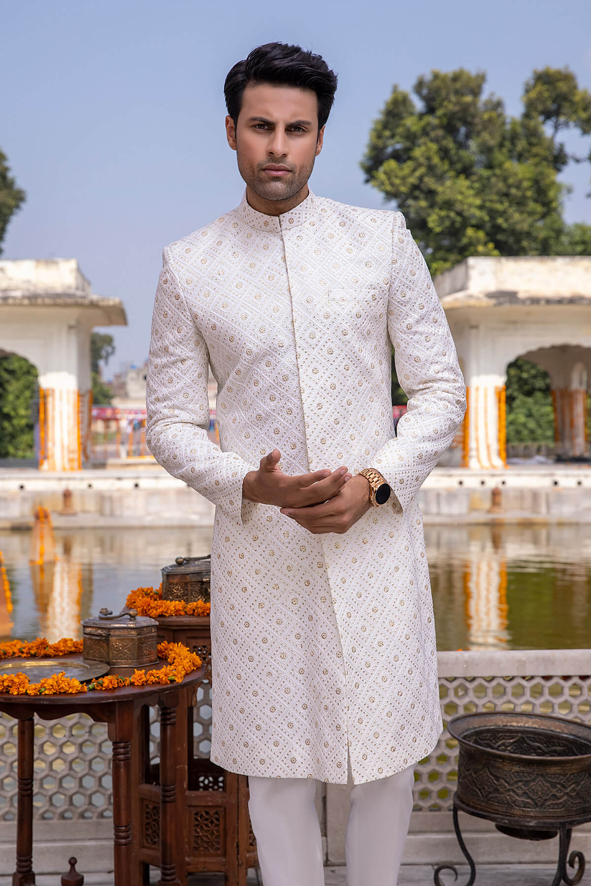 Pakistani Menswear | Mina Kashif | Sherwani D-07