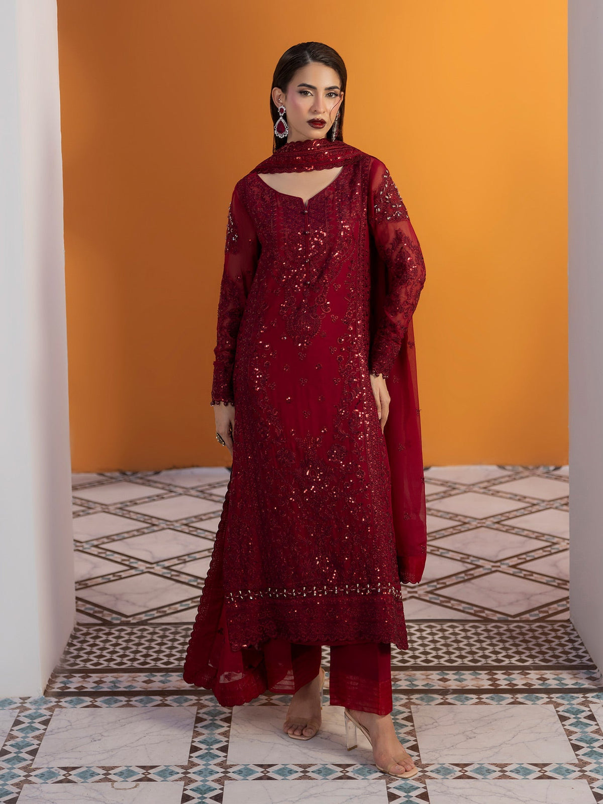 Gulaal | Maeri Luxury Chiffon 26 | Crimson