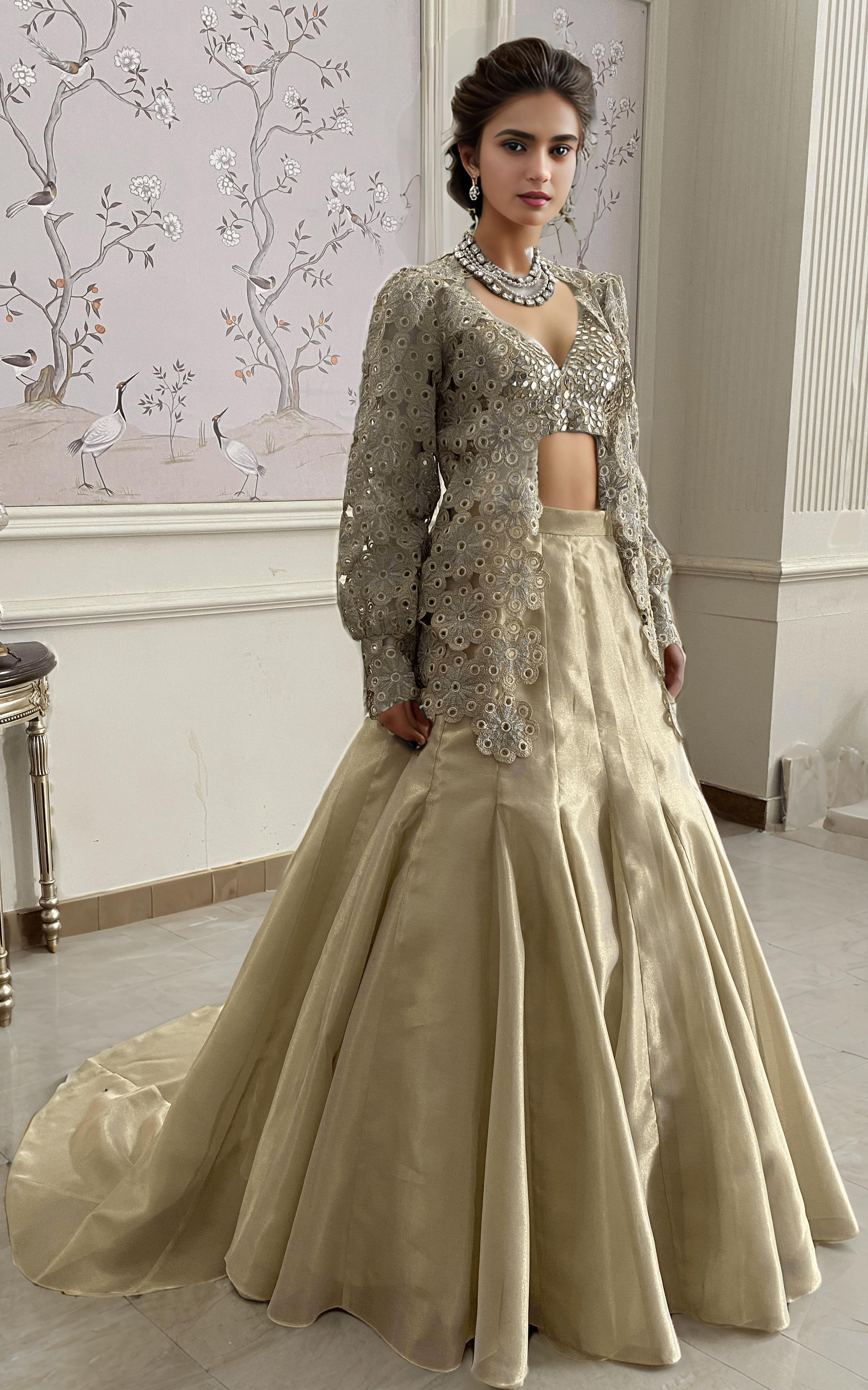 Threads and Motifs | Formal Dresses 25 | EMBRIODERED JACKET WITH BLOUSE AND SKIRT
