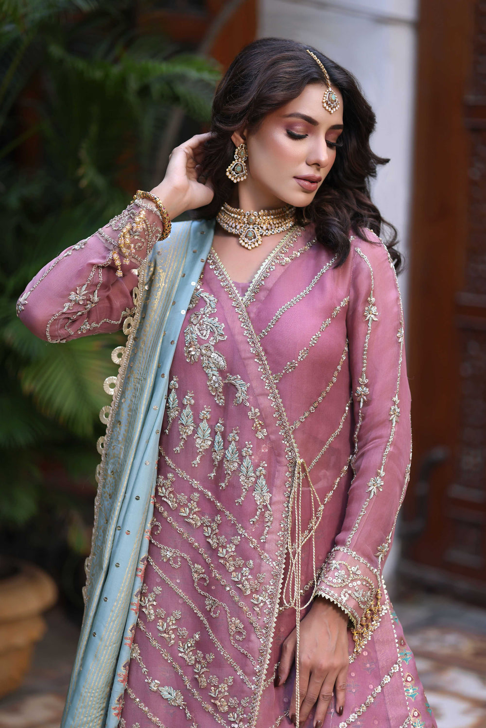 Wahaj M Khan | Nur Festive | Pale Pink Angarkha Nur Jacket