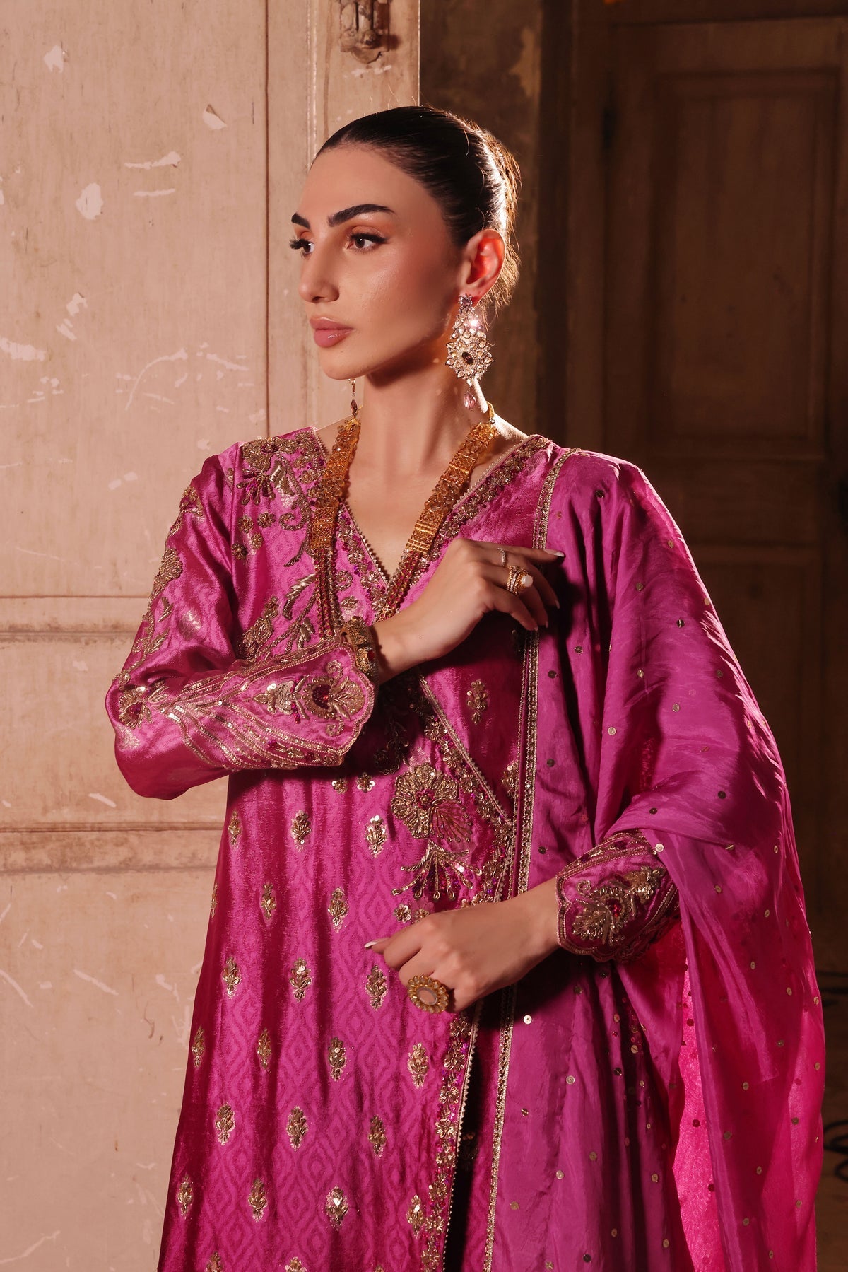 Wahaj M Khan | Banno Wedding Formals | Magenta Ombre Bano