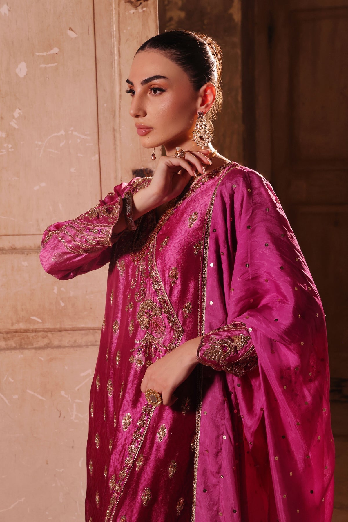 Wahaj M Khan | Banno Wedding Formals | Magenta Ombre Bano