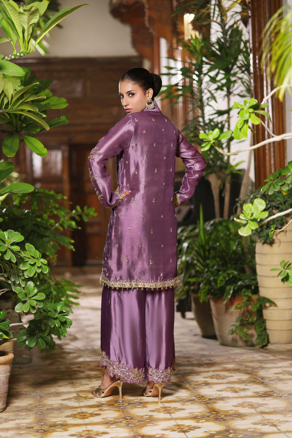 Wahaj M Khan | Nur Festive | Iridescent Orchid Purple Jacket set