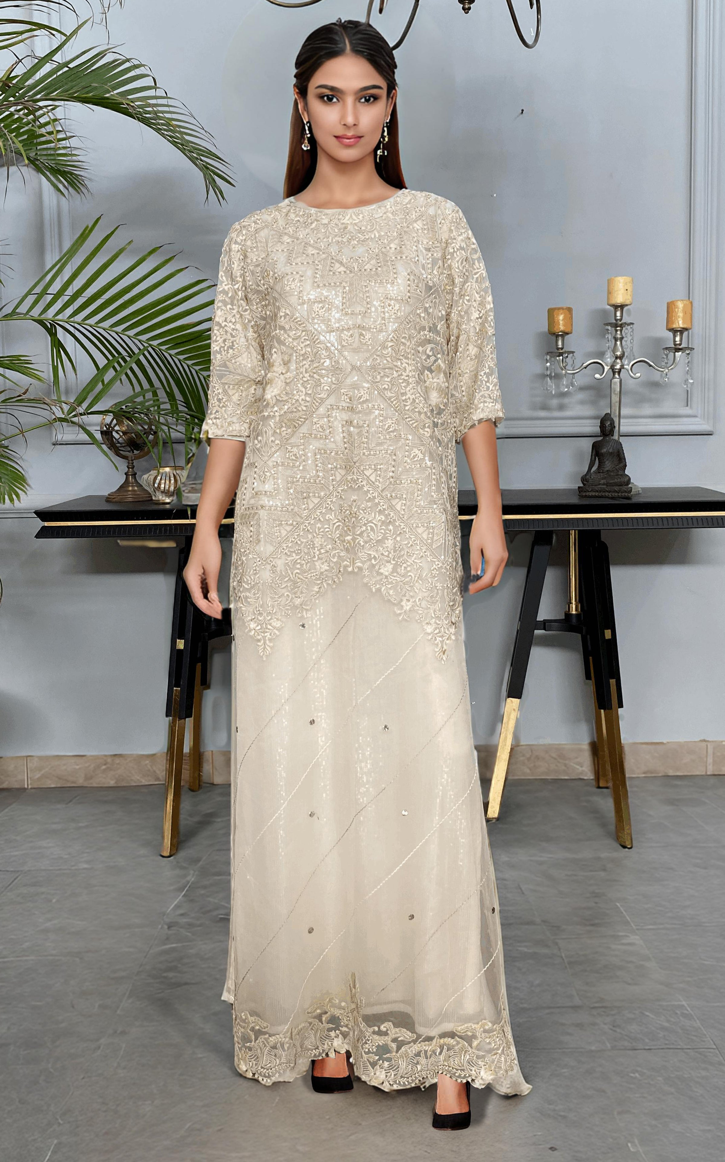 Threads and Motifs | Formal Dresses 25 | NET EMBROIDERED KAFTAN
