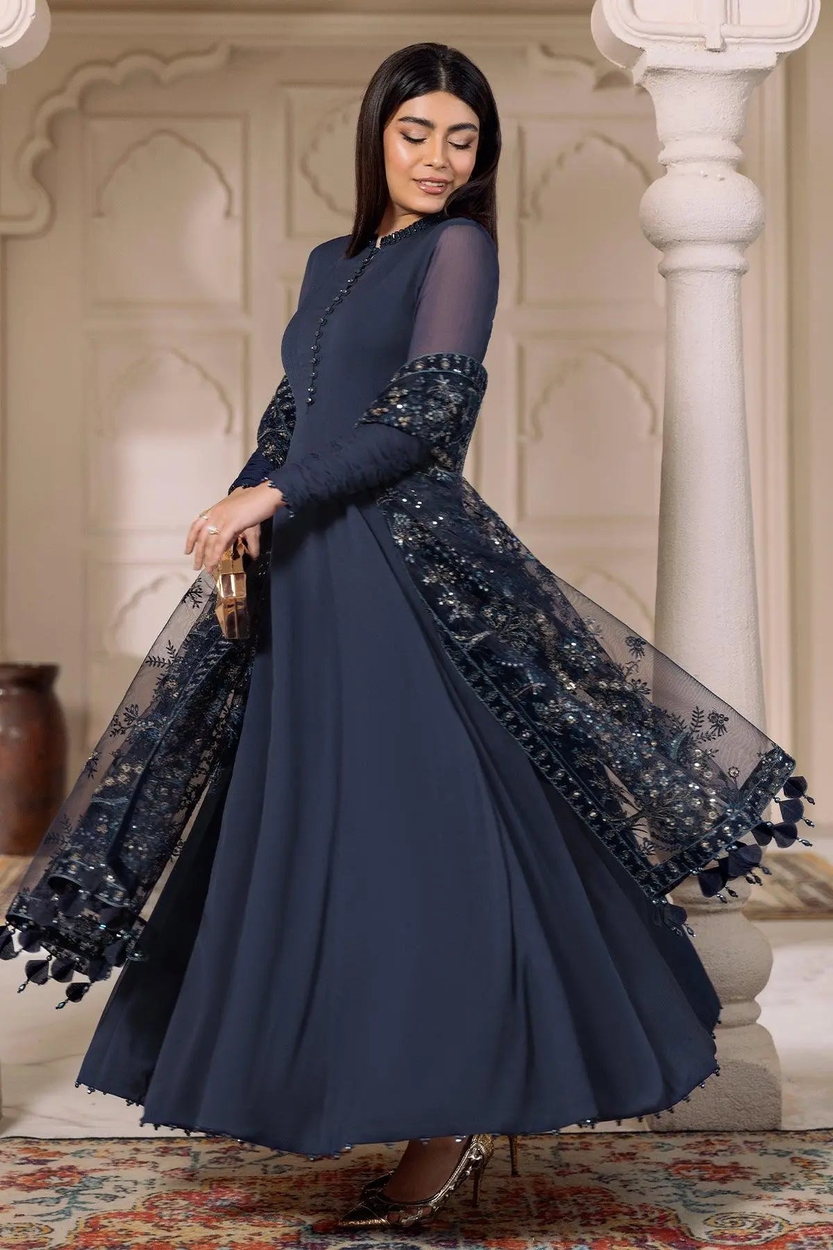 Alizeh | Ready to wear | Navy Blue 3 piece - RTW1012