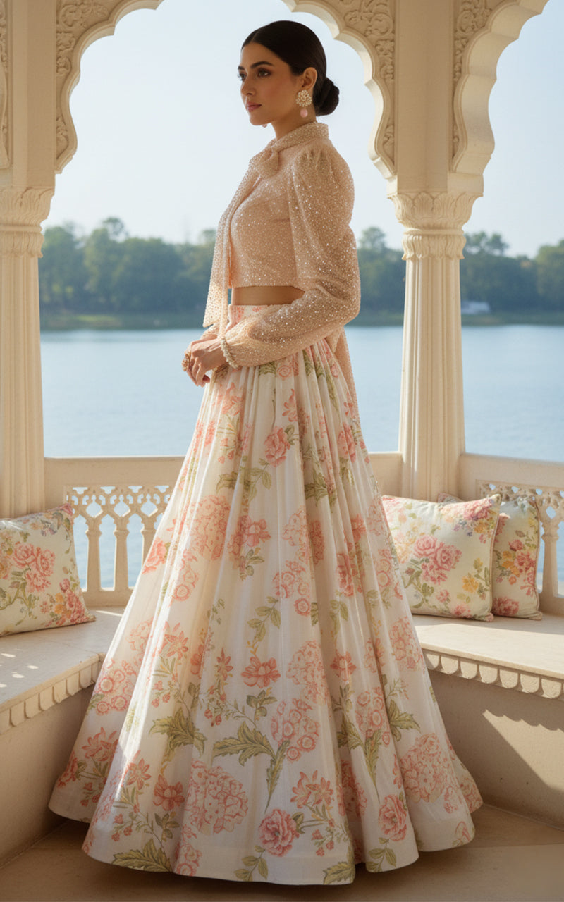 Threads and Motifs | Formal Outfits | Blouse With Printed Lehenga