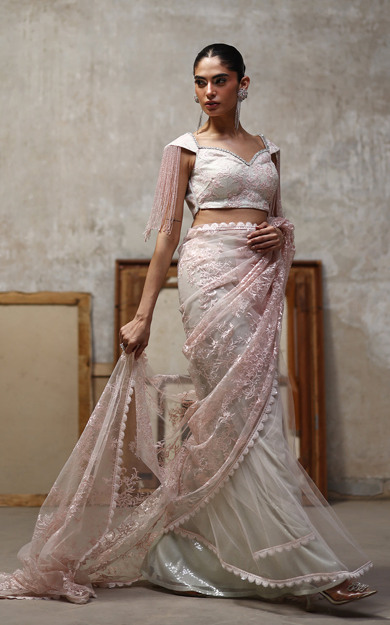 Threads and Motifs | Formal Dresses 25 | Net Embroidered Blouse And Saree