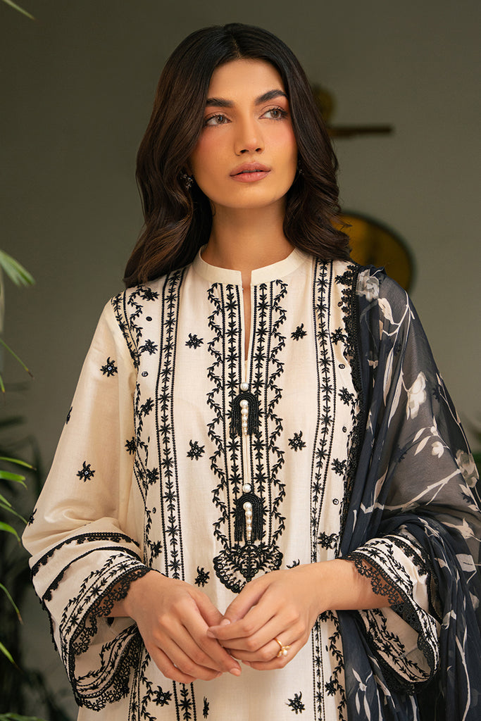 Cross Stitch | Mahiri Embroidered Lawn 24 | IVORY NOIR