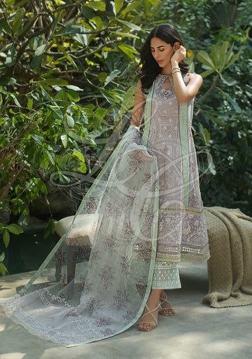 Layla Chatoor | Luxury Pret | Lavender Kali Kurta With Pants And Printed Dupatta