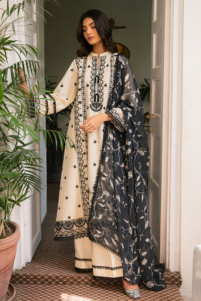 Cross Stitch | Mahiri Embroidered Lawn 24 | IVORY NOIR