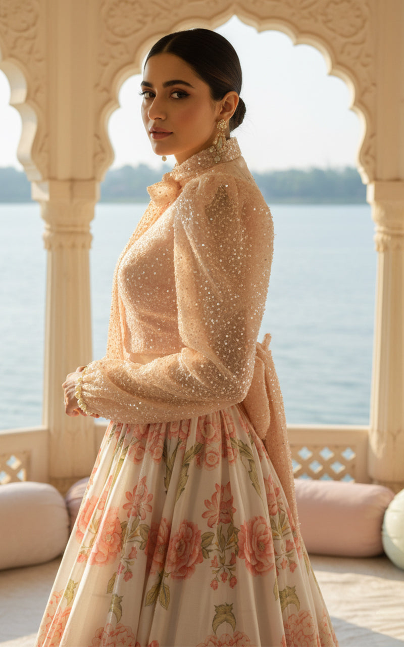 Threads and Motifs | Formal Outfits | Blouse With Printed Lehenga